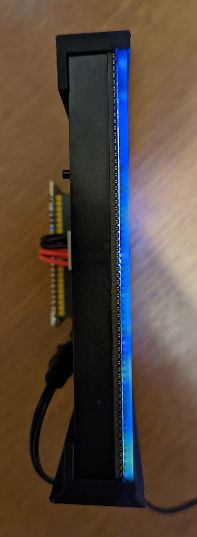 Side view showing LED panel, diffuser, and 3d printed caps